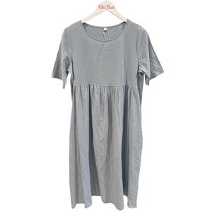 Womens Maxi Short Sleeve Dress, NWOT, Color-Light Blue, Size-L